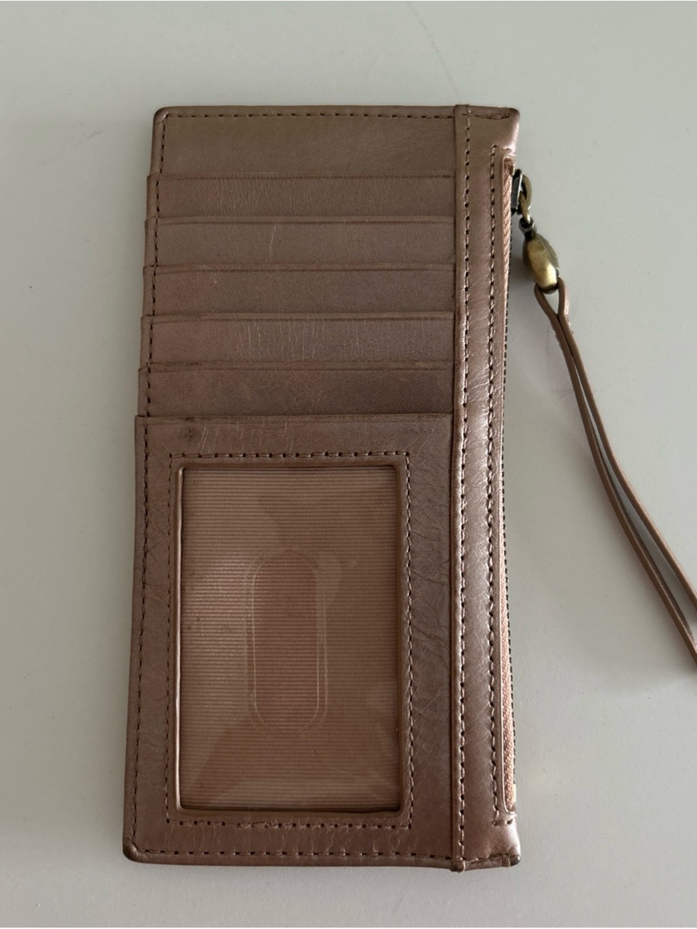 HOBO Metallic Rose Gold Card Holder Wristlet